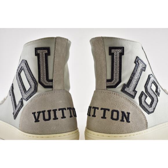 Louis Vuitton Tattoo Grey Satin Suede Kim Jones High Top Sneakers UK 9 US 10 11 - Picture 12 of 14